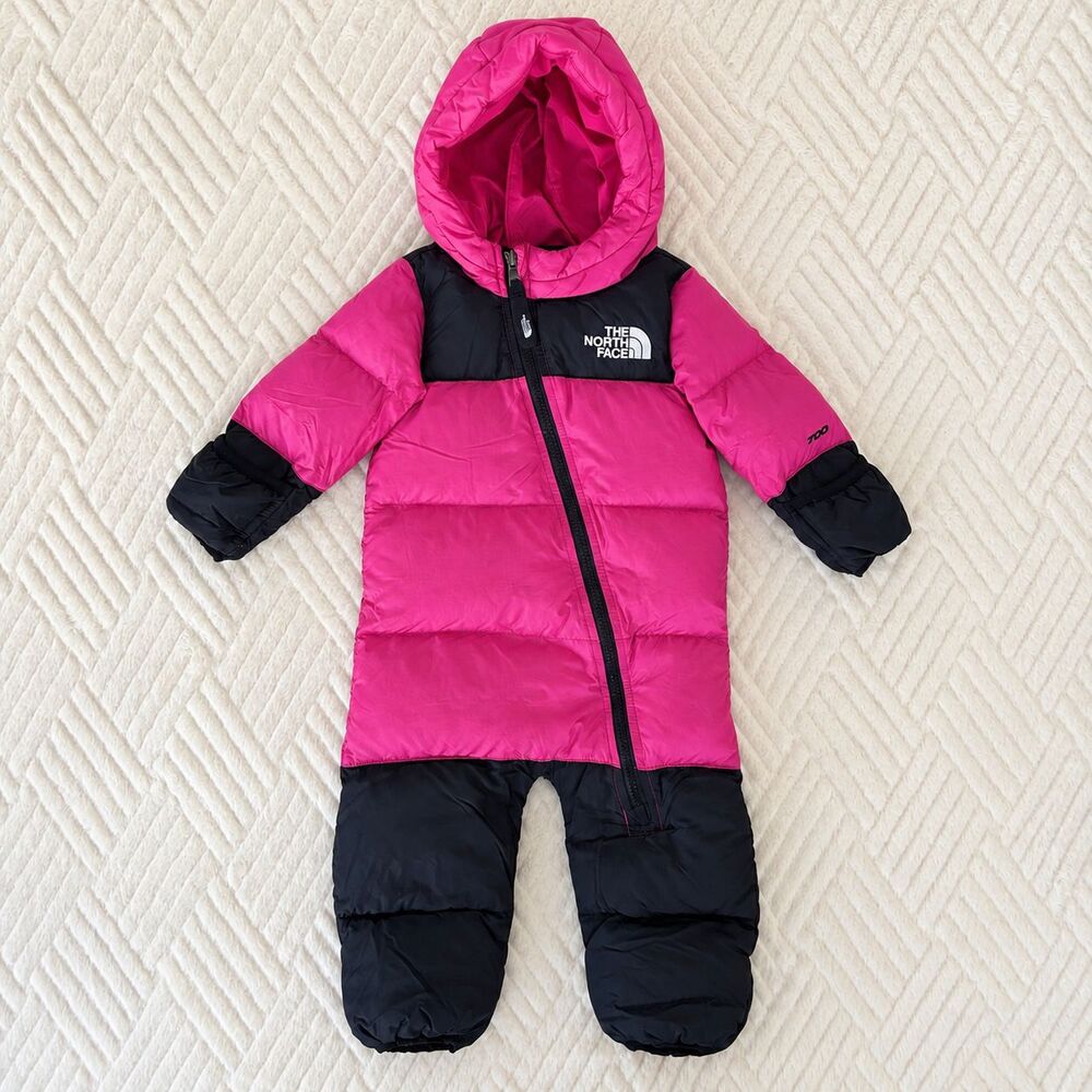 The North Face Baby 6-12M 1996 Retro Nuptse 700 Down Bunting Pink Black Suit